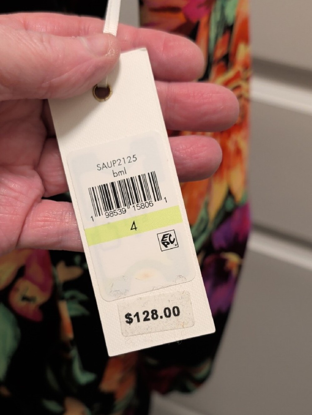 SIENA $128 NWT Size 4 Black Floral Wrap Dress with Orange & Purple Blooms - Picture 4 of 11